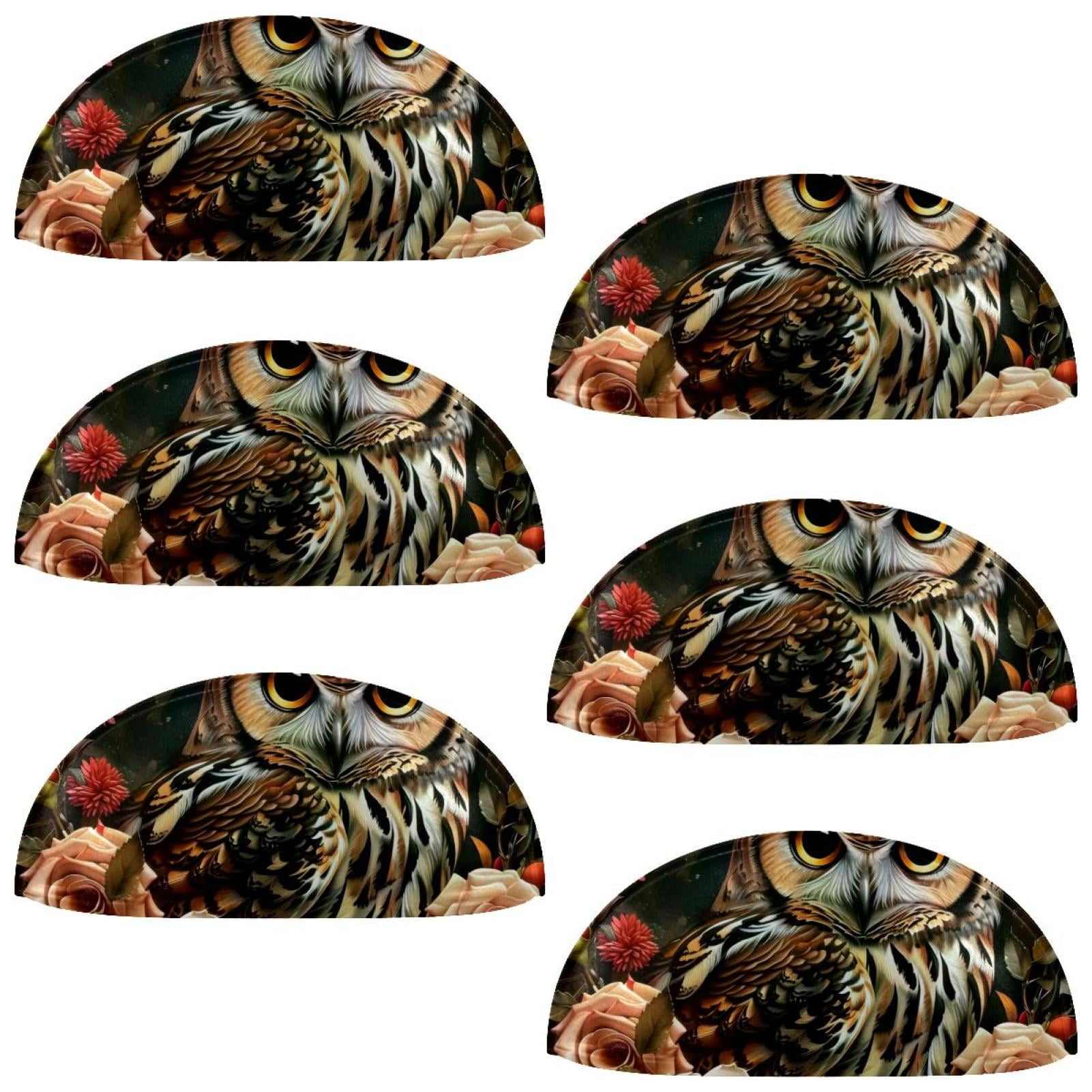 PhooArto 6 Pcs Cup Drawer Pulls, Vintage Owl Flowers Shell Shape Handles Cabinet Knobs for Dresser Cupboard Closet Wardrobe with Screws