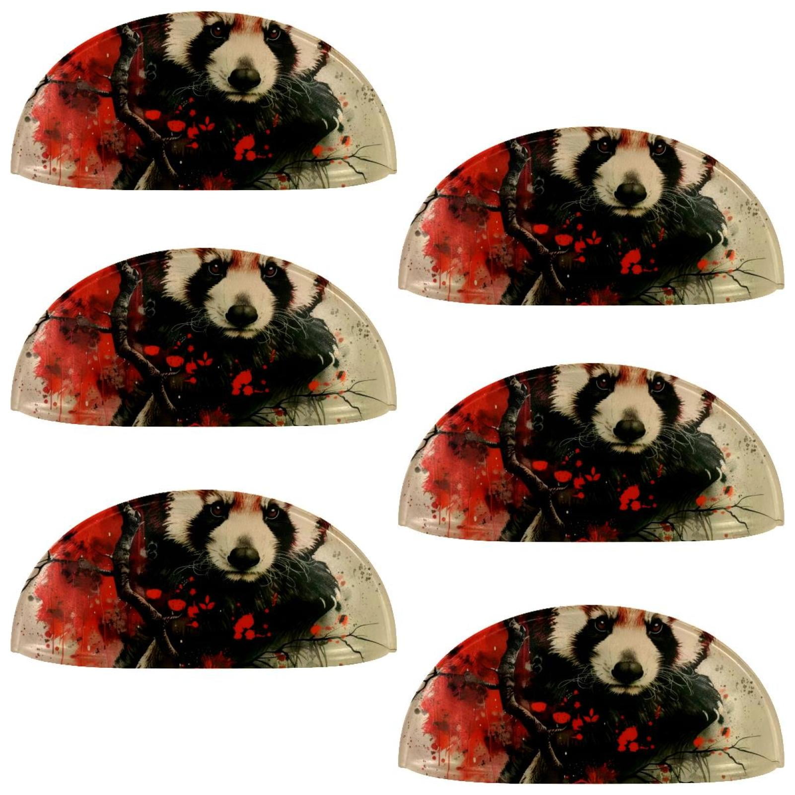 PhooArto 6 Pcs Cup Drawer Pulls, Vintage Red Panda Shell Shape Handles Cabinet Knobs for Dresser Cupboard Closet Wardrobe with Screws
