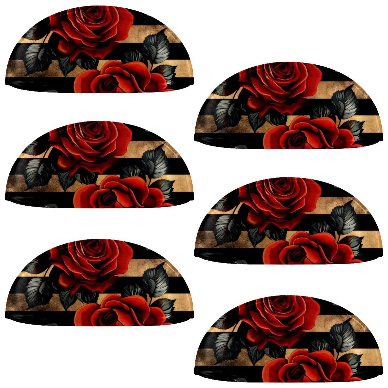 PhooArto 6 Pcs Cup Drawer Pulls, Vintage Rose Lines Pattern Shell Shape Handles Cabinet Knobs for Dresser Cupboard Closet Wardrobe with Screws