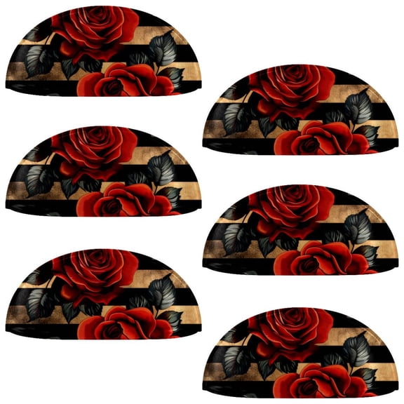 PhooArto 6 Pcs Cup Drawer Pulls, Vintage Rose Lines Pattern Shell Shape Handles Cabinet Knobs for Dresser Cupboard Closet Wardrobe with Screws