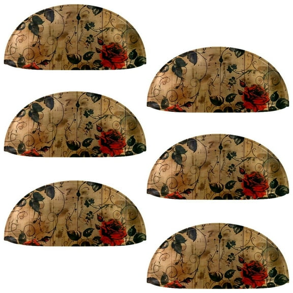 PhooArto 6 Pcs Cup Drawer Pulls, Vintage Rose Wooden Shell Shape Handles Cabinet Knobs for Dresser Cupboard Closet Wardrobe with Screws