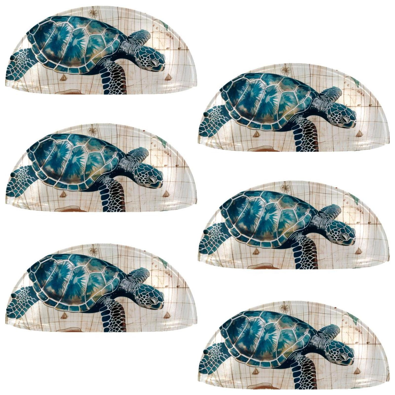 PhooArto 6 Pcs Cup Drawer Pulls, Vintage Sea Turtle Starfish Shell Shape Handles Cabinet Knobs for Dresser Cupboard Closet Wardrobe with Screws