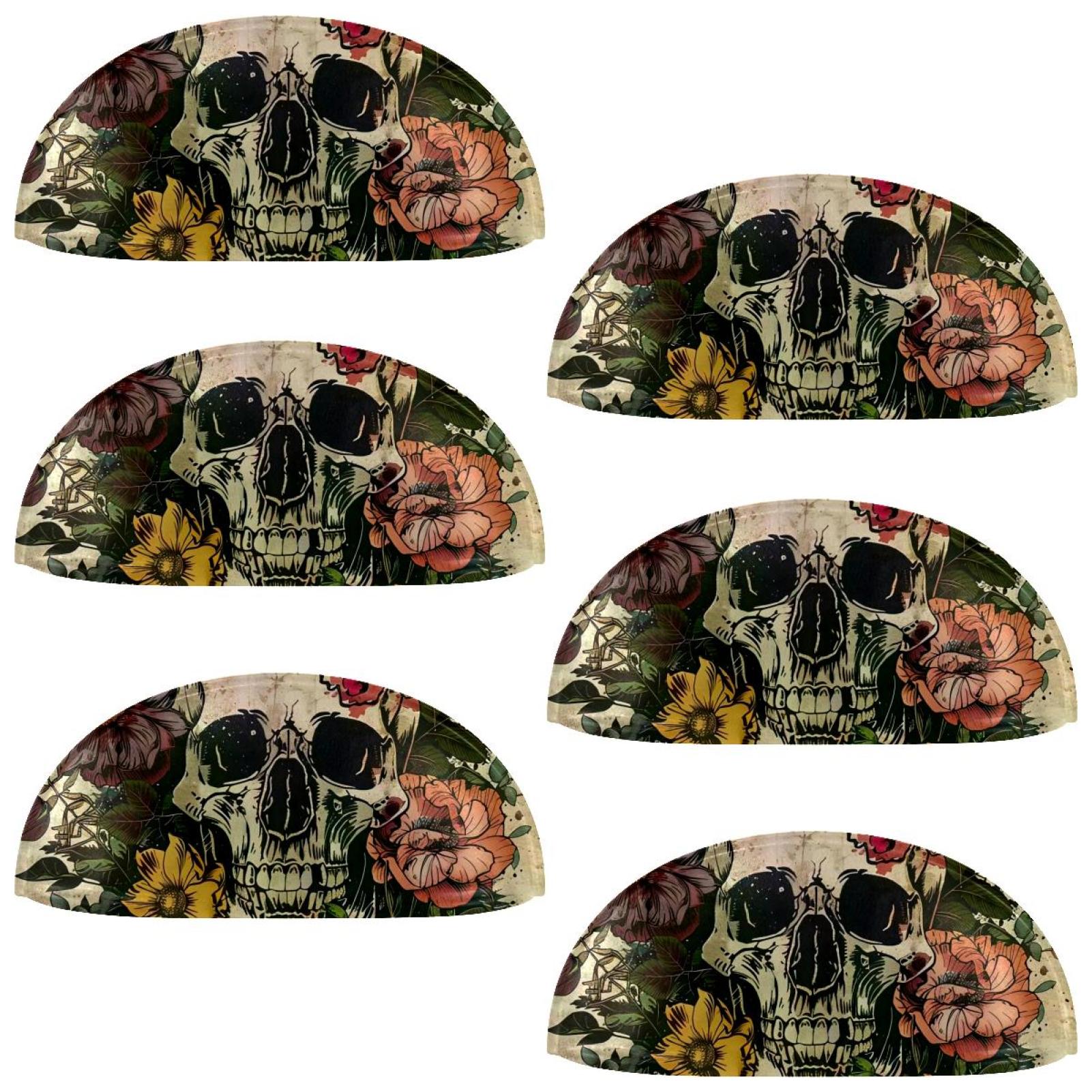PhooArto 6 Pcs Cup Drawer Pulls, Vintage Skull Flowers Shell Shape Handles Cabinet Knobs for Dresser Cupboard Closet Wardrobe with Screws
