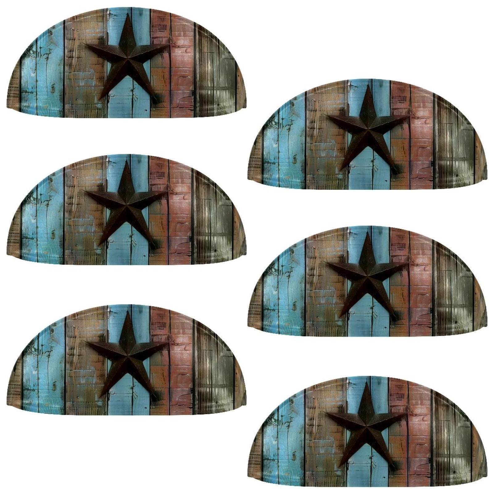 PhooArto 6 Pcs Cup Drawer Pulls, Vintage Star Rustic Wood Plank Shell Shape Handles Cabinet Knobs for Dresser Cupboard Closet Wardrobe with Screws