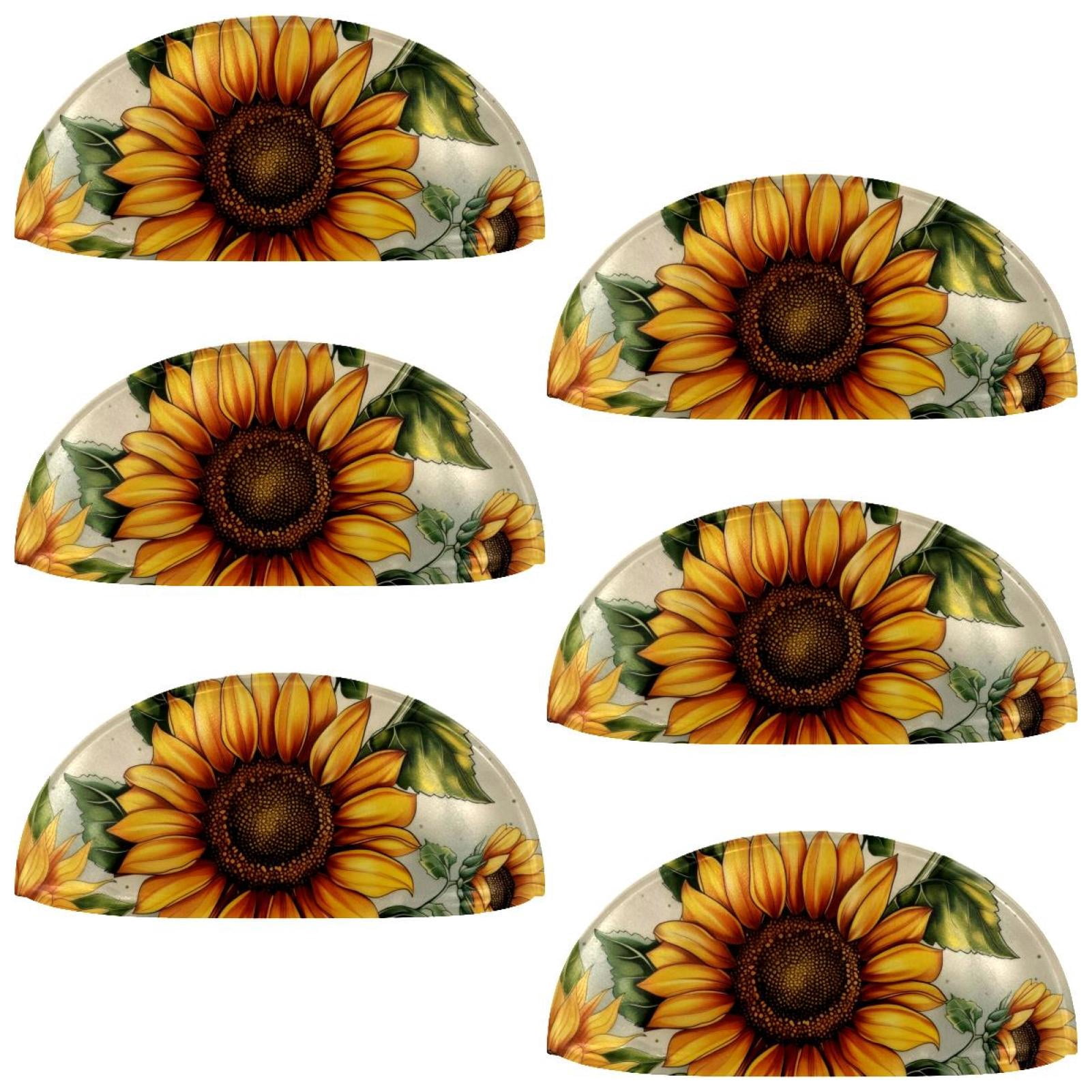 PhooArto 6 Pcs Cup Drawer Pulls, Vintage Summer Sunflower Shell Shape Handles Cabinet Knobs for Dresser Cupboard Closet Wardrobe with Screws