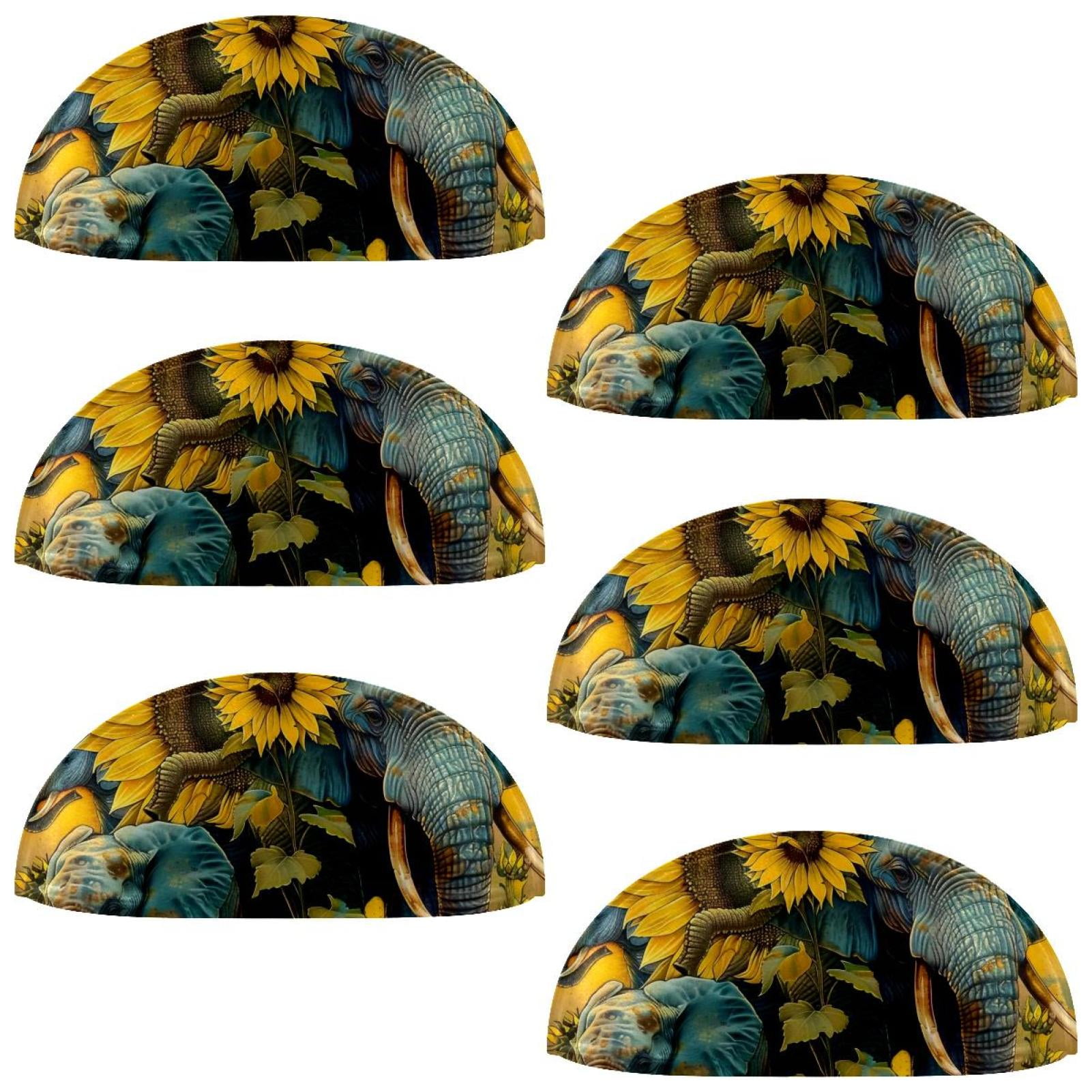 PhooArto 6 Pcs Cup Drawer Pulls, Vintage Sunflower Elephant Shell Shape Handles Cabinet Knobs for Dresser Cupboard Closet Wardrobe with Screws