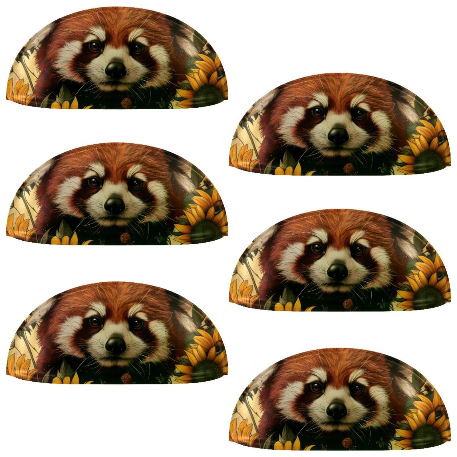 PhooArto 6 Pcs Cup Drawer Pulls, Vintage Sunflowers Red Panda Shell Shape Handles Cabinet Knobs for Dresser Cupboard Closet Wardrobe with Screws