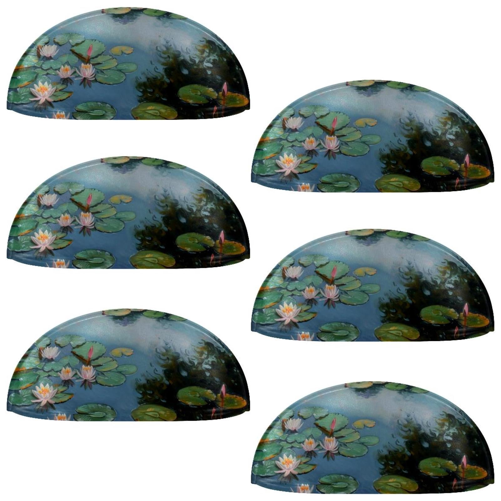 PhooArto 6 Pcs Cup Drawer Pulls, Water Lily Lotus Shell Shape Handles Cabinet Knobs for Dresser Cupboard Closet Wardrobe with Screws