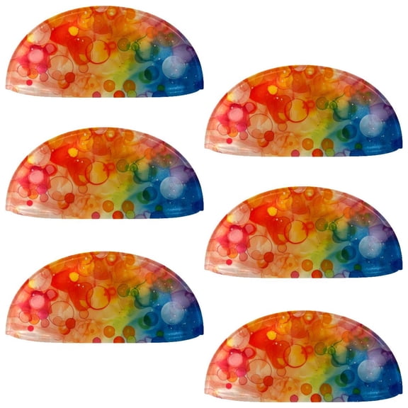 PhooArto 6 Pcs Cup Drawer Pulls, Watercolor Colorful Bubbles Shell Shape Handles Cabinet Knobs for Dresser Cupboard Closet Wardrobe with Screws