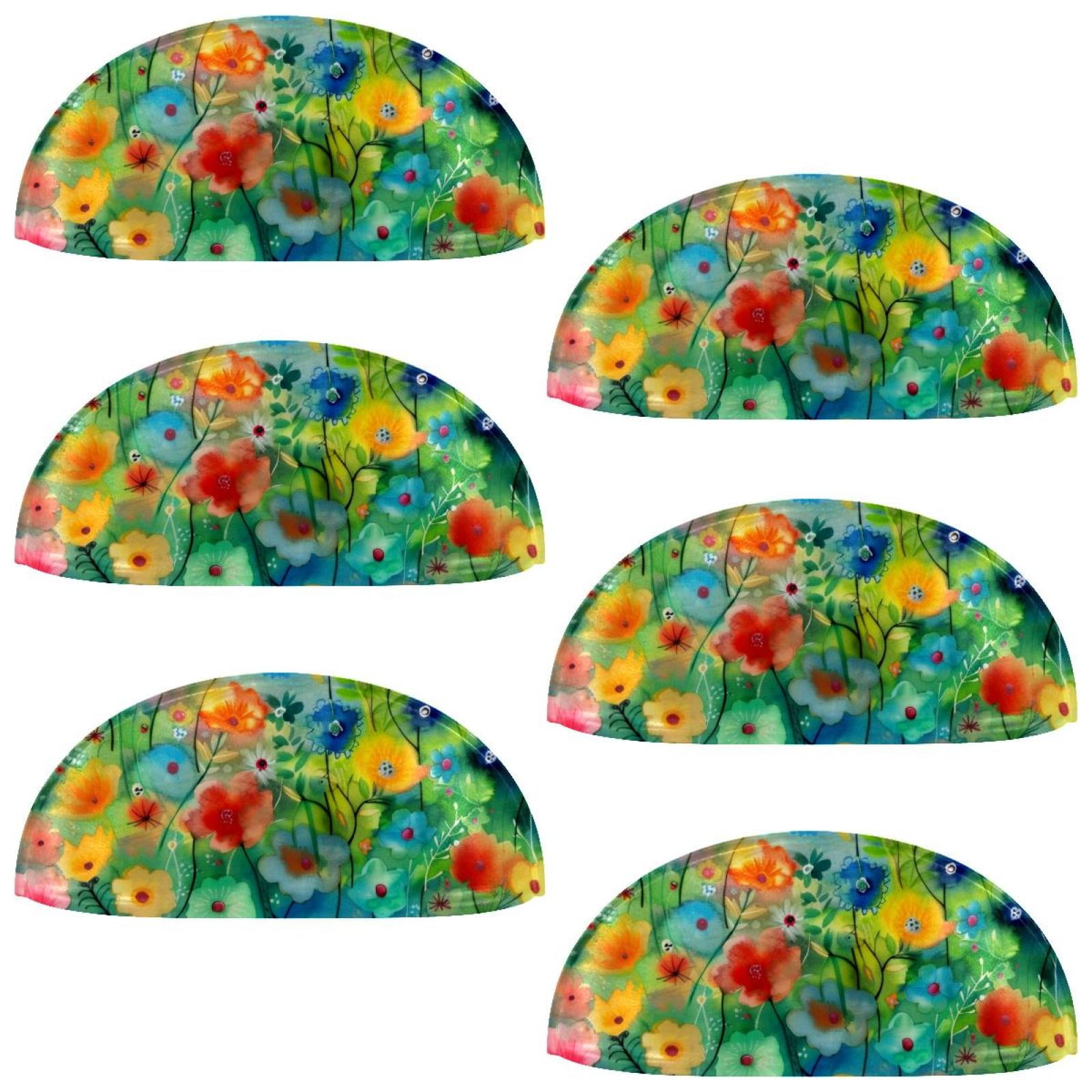 PhooArto 6 Pcs Cup Drawer Pulls, Watercolor Floral Colorful Painting Shell Shape Handles Cabinet Knobs for Dresser Cupboard Closet Wardrobe with Screws