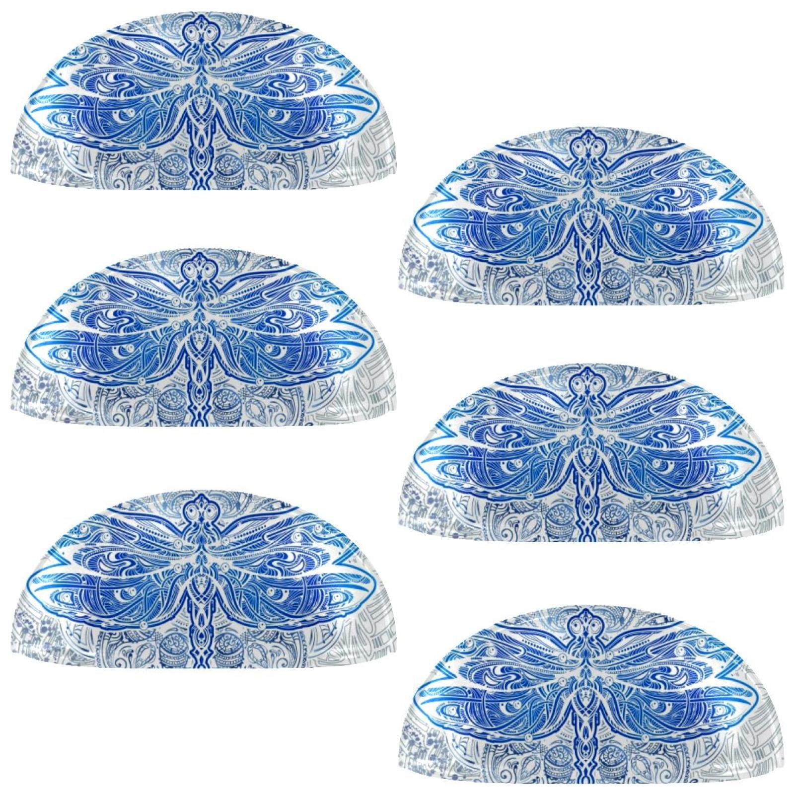 PhooArto 6 Pcs Cup Drawer Pulls, Watercolor Flowers Dragonfly Shell Shape Handles Cabinet Knobs for Dresser Cupboard Closet Wardrobe with Screws