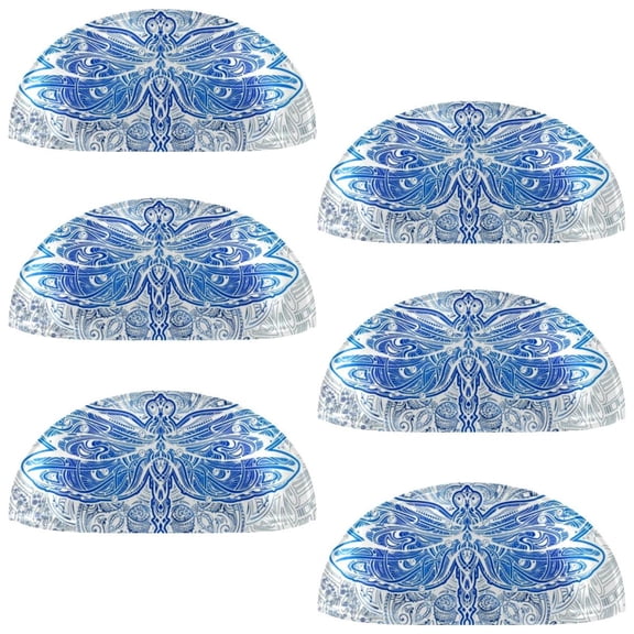 PhooArto 6 Pcs Cup Drawer Pulls, Watercolor Flowers Dragonfly Shell Shape Handles Cabinet Knobs for Dresser Cupboard Closet Wardrobe with Screws