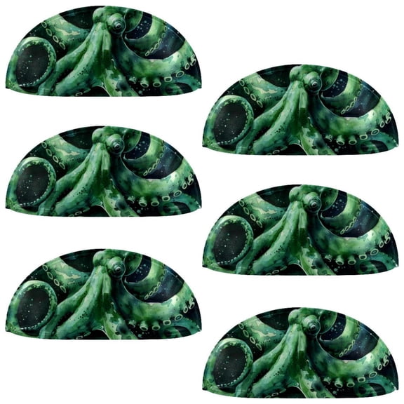 PhooArto 6 Pcs Cup Drawer Pulls, Watercolor Green Octopus Shell Shape Handles Cabinet Knobs for Dresser Cupboard Closet Wardrobe with Screws