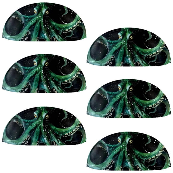 PhooArto 6 Pcs Cup Drawer Pulls, Watercolor Green Sea Octopus Shell Shape Handles Cabinet Knobs for Dresser Cupboard Closet Wardrobe with Screws