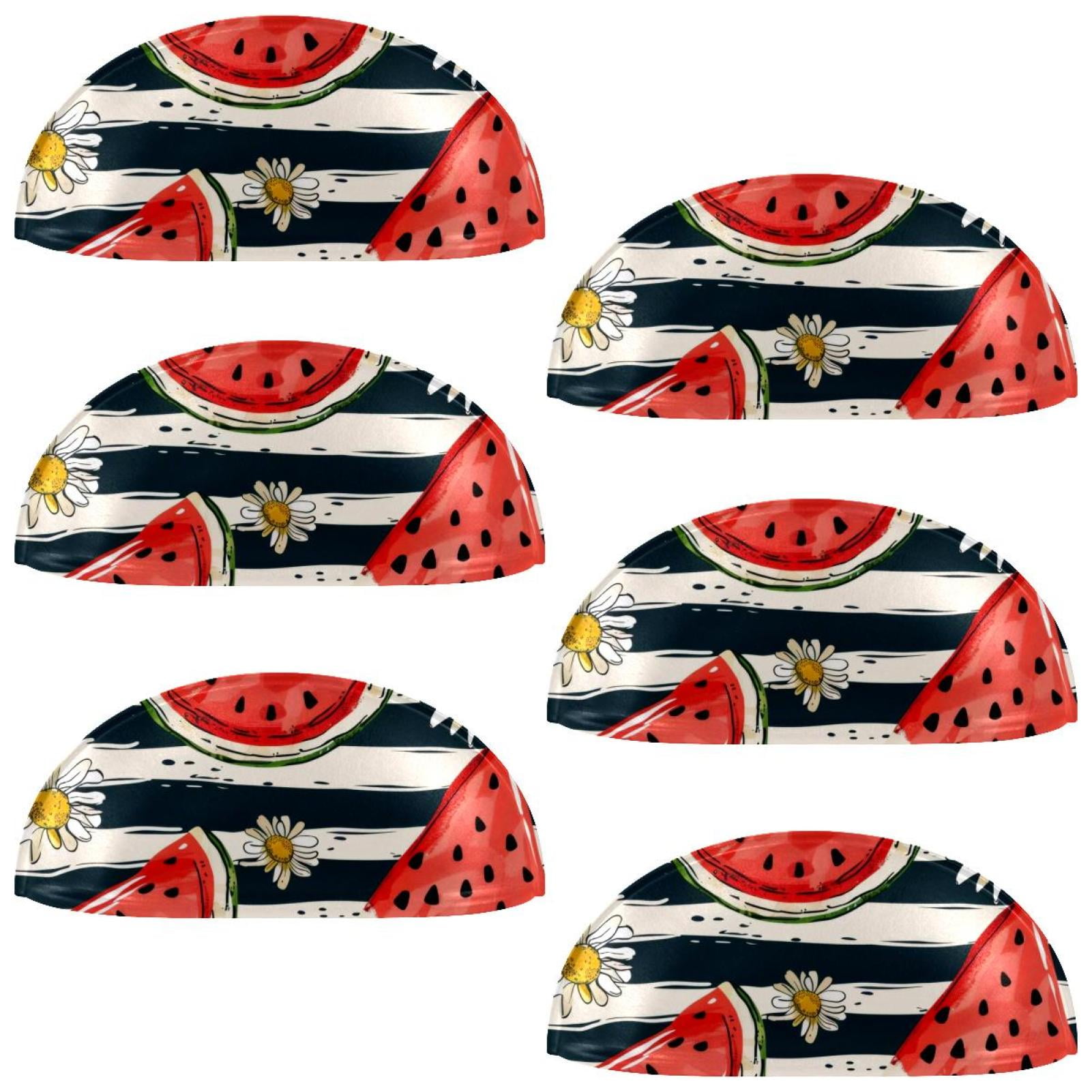 PhooArto 6 Pcs Cup Drawer Pulls, Watermelon Daisy Flowers Stripe Pattern Shell Shape Handles Cabinet Knobs for Dresser Cupboard Closet Wardrobe with Screws