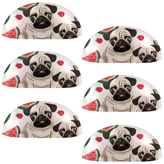 PhooArto 6 Pcs Cup Drawer Pulls, Watermelon Pug Dog Pattern Shell Shape Handles Cabinet Knobs for Dresser Cupboard Closet Wardrobe with Screws