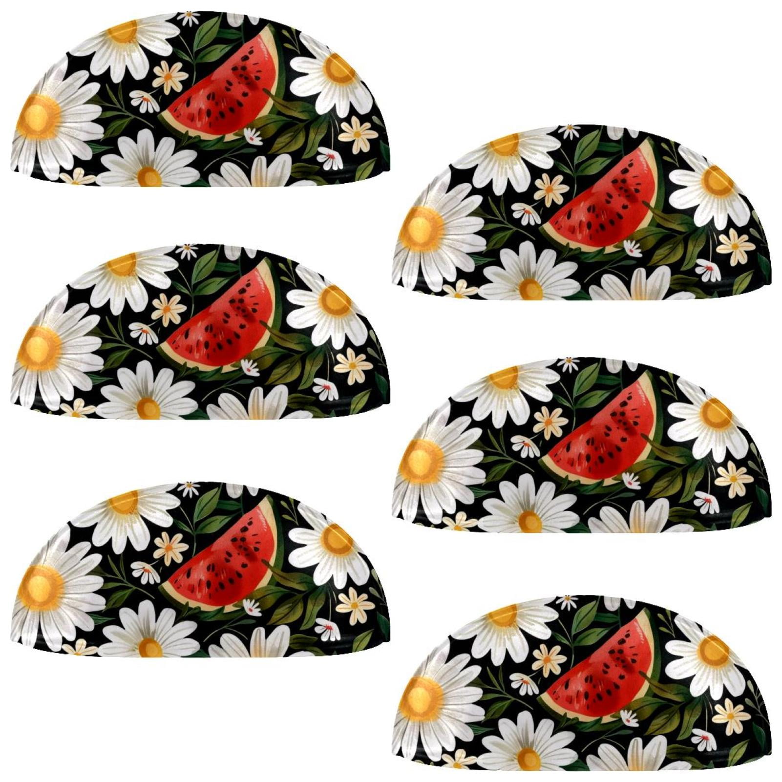 PhooArto 6 Pcs Cup Drawer Pulls, Watermelons Daisy Flower Pattern Shell Shape Handles Cabinet Knobs for Dresser Cupboard Closet Wardrobe with Screws