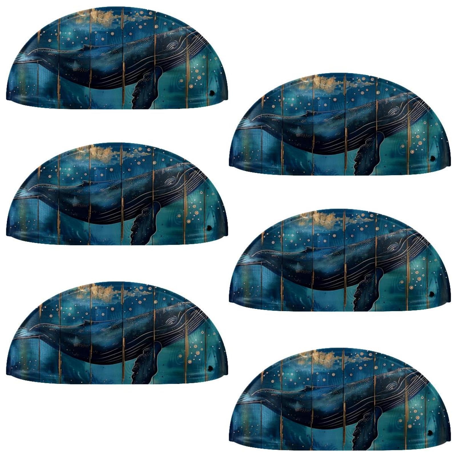 PhooArto 6 Pcs Cup Drawer Pulls, Whale on Wood Board Deeper Ocean Shell Shape Handles Cabinet Knobs for Dresser Cupboard Closet Wardrobe with Screws