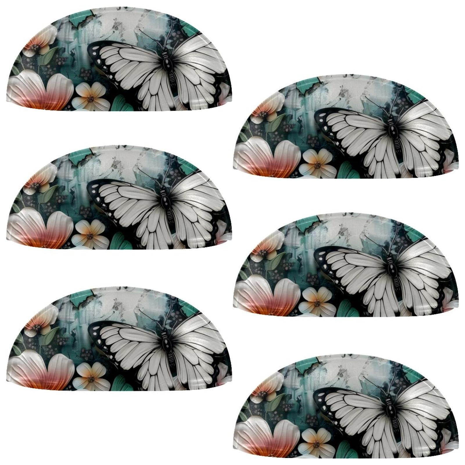 PhooArto 6 Pcs Cup Drawer Pulls, White Butterfly Flowers Shell Shape Handles Cabinet Knobs for Dresser Cupboard Closet Wardrobe with Screws