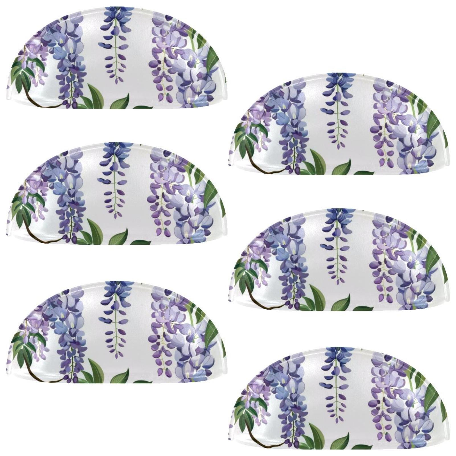 PhooArto 6 Pcs Cup Drawer Pulls, Wisteria Flower Pattern Shell Shape Handles Cabinet Knobs for Dresser Cupboard Closet Wardrobe with Screws
