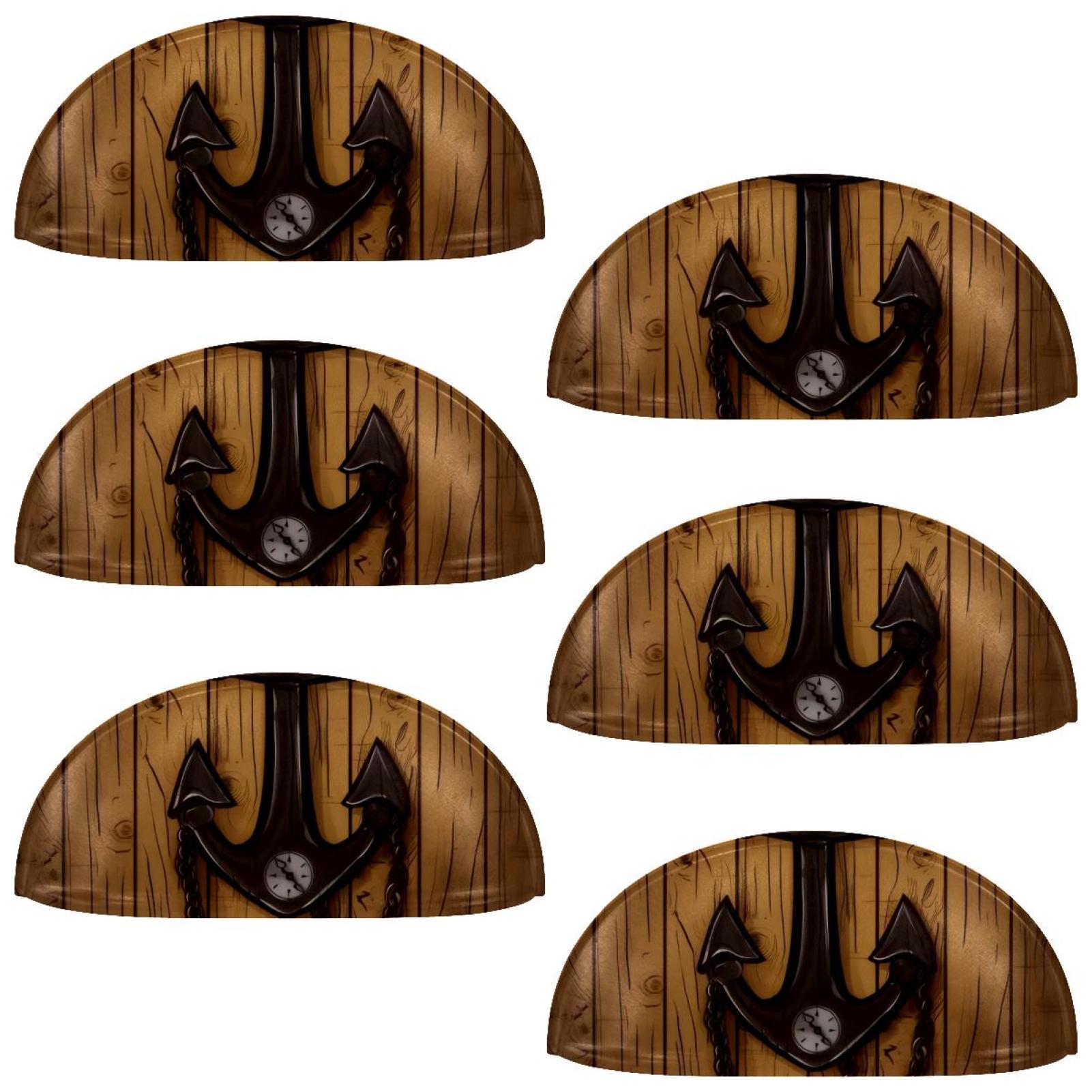 PhooArto 6 Pcs Cup Drawer Pulls, Wooden Board Anchor Shell Shape Handles Cabinet Knobs for Dresser Cupboard Closet Wardrobe with Screws