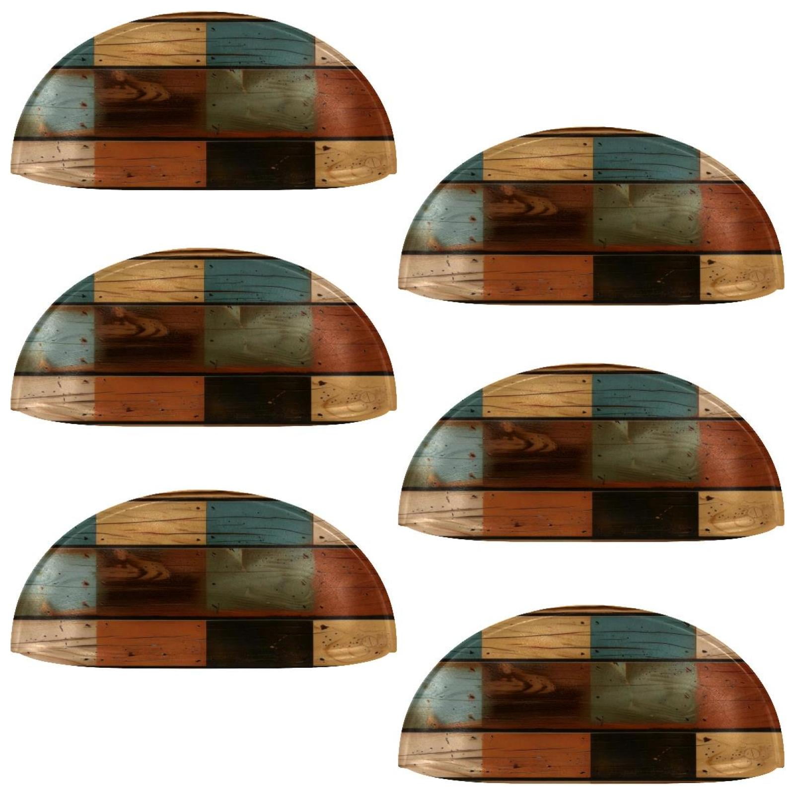 PhooArto 6 Pcs Cup Drawer Pulls, Wooden Board Vintage Pattern Shell Shape Handles Cabinet Knobs for Dresser Cupboard Closet Wardrobe with Screws