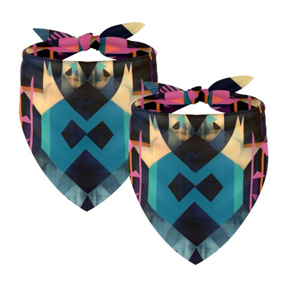 PhooArto Abstract Art Geometric Pattern Dog Bandanas, 2 Pack Soft Washable Pet Scarf Triangle for Large Dogs Puppies and Cats