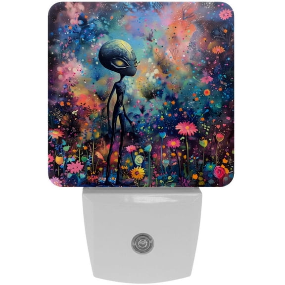 PhooArto Alien Colorful Floral Galaxy Plug in LED Night Light Auto Sensor Dusk to Dawn Decorative Night for Bedroom, Bathroom, Kitchen, Hallway, Stairs, Baby's Room, Energy Saving