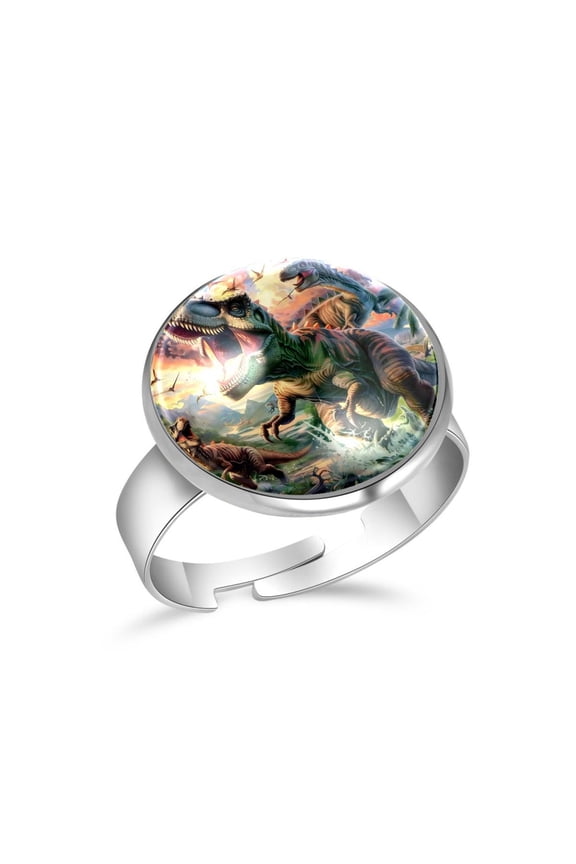 Animals Dinosaurs Forest Stainless Steel Rings for Women, Open Adjustable Ring Promise Ring Jewelry Gifts