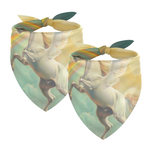 PhooArto Art Rainbow Unicorn Painting Dog Bandanas, 2 Pack Soft Washable Pet Scarf Triangle for Large Dogs Puppies and Cats