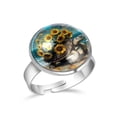 thumbnail image 1 of PhooArto Beach Sunflowers Sea Turtle Stainless Steel Rings for Women, Open Adjustable Ring Promise Ring Jewelry Gifts, 1 of 5