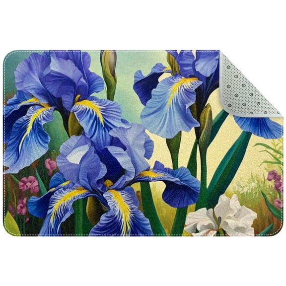 PhooArto Beautiful Purple Iris Painting Indoor Door Mat, Non-Slip Absorbent Doormat Inside Floor Mats Area Rug for Entryway, Machine Washable Entrance Rug Outdoor 35x24in