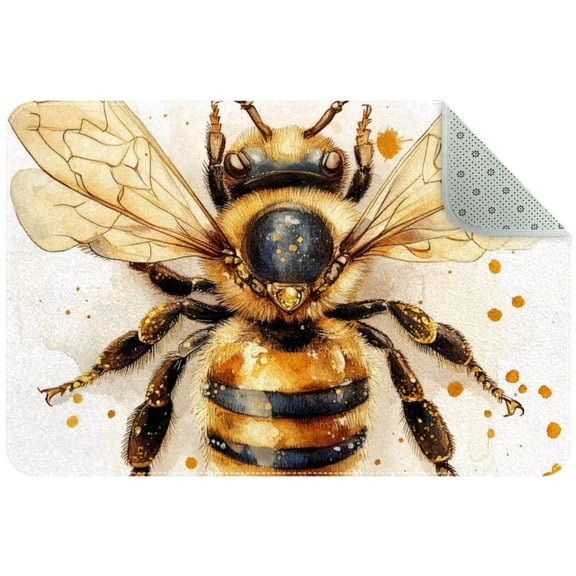 PhooArto Bee Golden Print Indoor Door Mat, Non-Slip Absorbent Doormat Inside Floor Mats Area Rug for Entryway, Machine Washable Entrance Rug Outdoor 35x24in