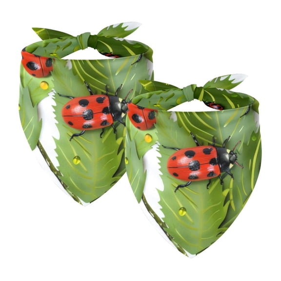 PhooArto Beetle Ladybug Leaves Pattern Dog Bandanas, 2 Pack Soft Washable Pet Scarf Triangle for Large Dogs Puppies and Cats