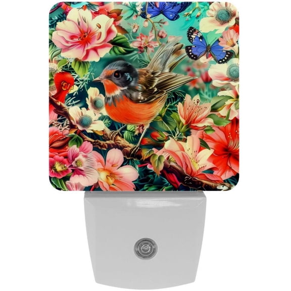 PhooArto Bird Butterfly Foral Plug in LED Night Light Auto Sensor Dusk to Dawn Decorative Night for Bedroom, Bathroom, Kitchen, Hallway, Stairs, Baby's Room, Energy Saving
