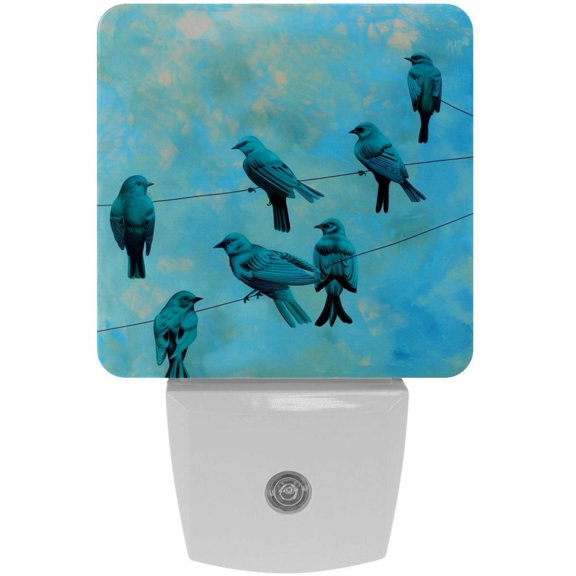 PhooArto Birds Blue Sky Painting Plug in LED Night Light Auto Sensor Dusk to Dawn Decorative Night for Bedroom, Bathroom, Kitchen, Hallway, Stairs, Baby's Room, Energy Saving