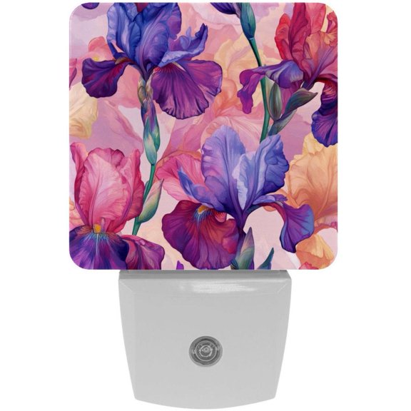 PhooArto Blue and Red Iris Pattern Plug in LED Night Light Auto Sensor Dusk to Dawn Decorative Night for Bedroom, Bathroom, Kitchen, Hallway, Stairs, Baby's Room, Energy Saving