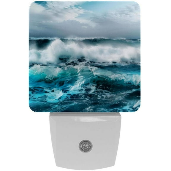 PhooArto Blue Sea Ocean Waves Plug in LED Night Light Auto Sensor Dusk to Dawn Decorative Night for Bedroom, Bathroom, Kitchen, Hallway, Stairs, Baby's Room, Energy Saving