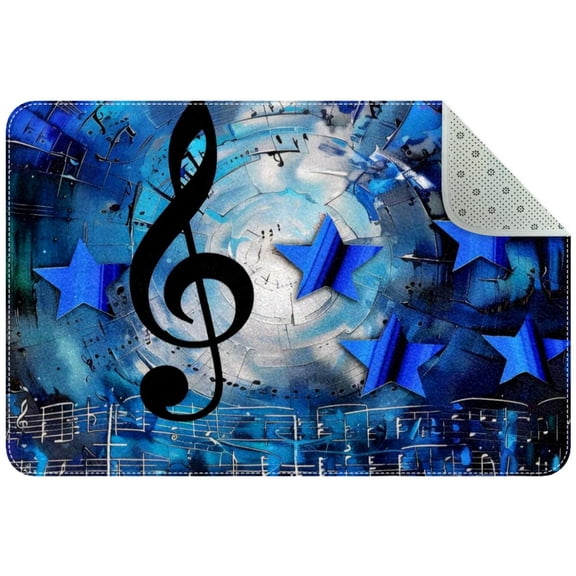 PhooArto Blue Stars Music Notes Indoor Door Mat, Non-Slip Absorbent Doormat Inside Floor Mats Area Rug for Entryway, Machine Washable Entrance Rug Outdoor 35x24in