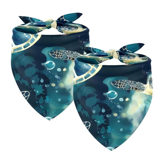 PhooArto Blue Turtle Bubble Pattern Dog Bandanas, 2 Pack Soft Washable Pet Scarf Triangle for Large Dogs Puppies and Cats