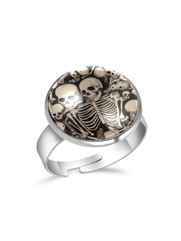 Bones and Skeleton Stainless Steel Rings for Women, Open Adjustable Ring Promise Ring Jewelry Gifts