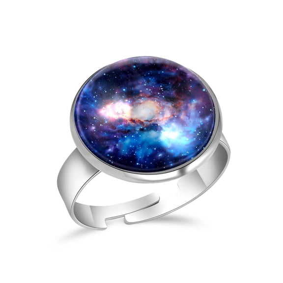 PhooArto Bright Galaxy Stainless Steel Rings for Women, Open Adjustable Ring Promise Ring Jewelry Gifts