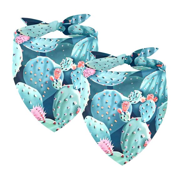 PhooArto Cactus Plant Pattern Dog Bandanas, 2 Pack Soft Washable Pet Scarf Triangle for Large Dogs Puppies and Cats