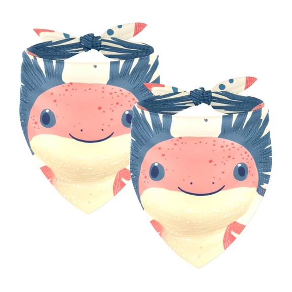 PhooArto Cartoon Cute Axolotl Pattern Dog Bandanas, 2 Pack Soft Washable Pet Scarf Triangle for Large Dogs Puppies and Cats