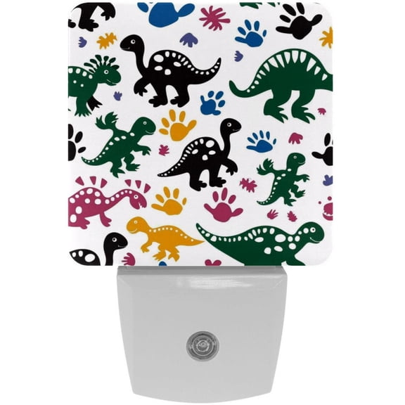PhooArto Cartoon Dinosaurs Paws Patterns Plug in LED Night Light Auto Sensor Dusk to Dawn Decorative Night for Bedroom, Bathroom, Kitchen, Hallway, Stairs, Baby's Room, Energy Saving
