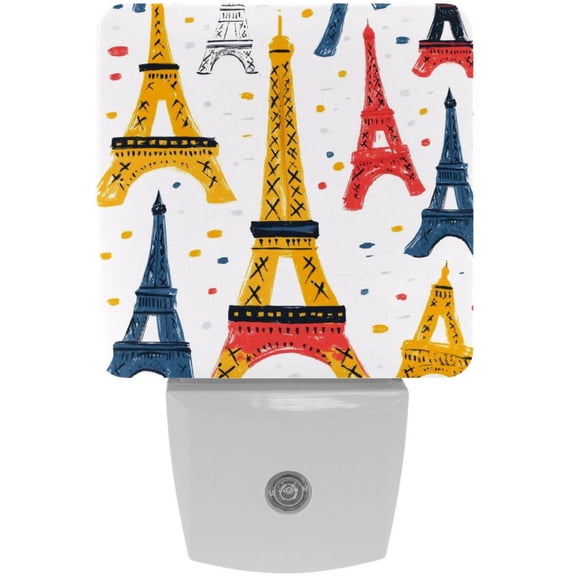 PhooArto Cartoon Eiffel Tower Plug in LED Night Light Auto Sensor Dusk to Dawn Decorative Night for Bedroom, Bathroom, Kitchen, Hallway, Stairs, Baby's Room, Energy Saving