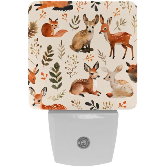 PhooArto Cartoon Forest Animal Pattern Plug in LED Night Light Auto Sensor Dusk to Dawn Decorative Night for Bedroom, Bathroom, Kitchen, Hallway, Stairs, Baby's Room, Energy Saving