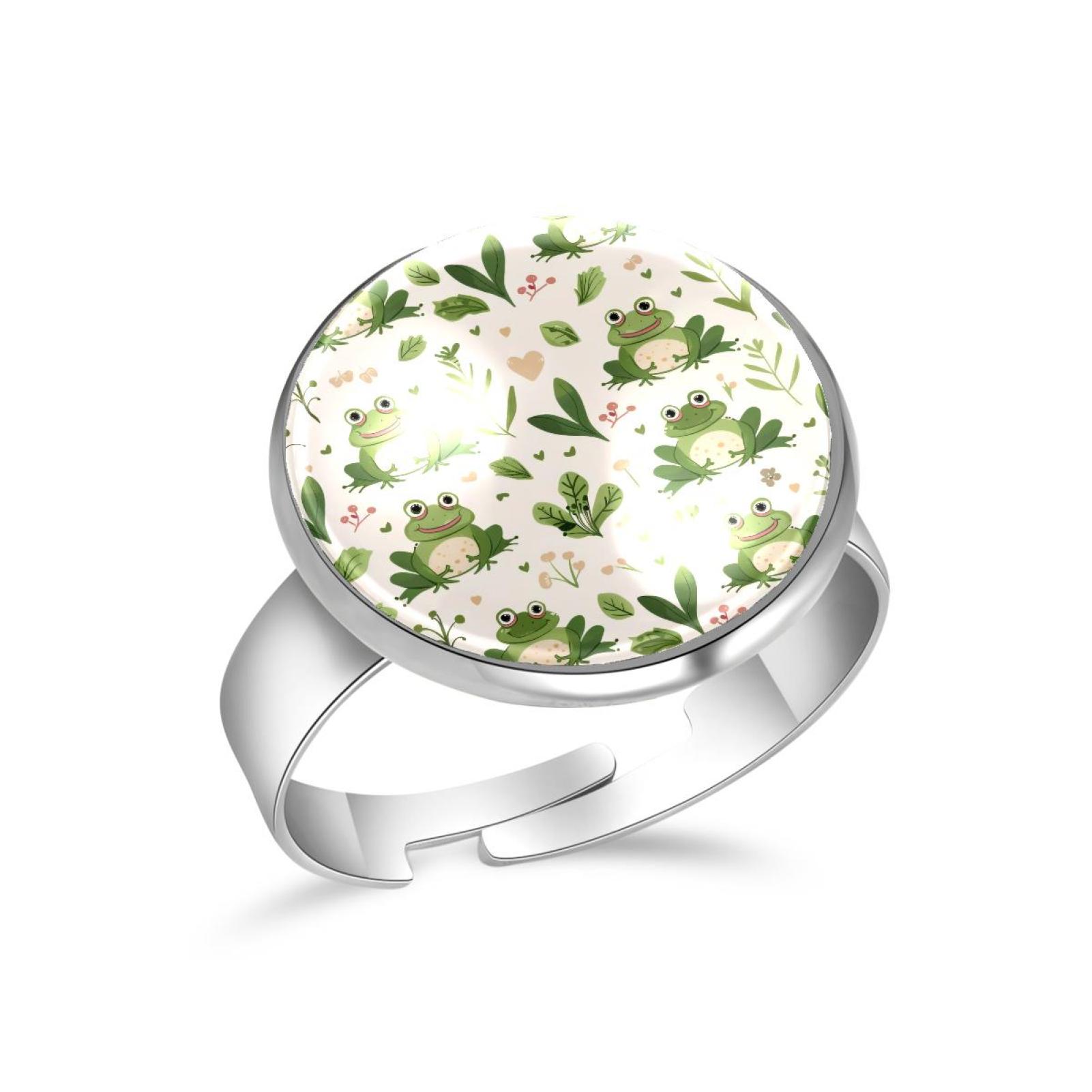 PhooArto Cartoon Green Frogs Pattern Stainless Steel Rings for Women ...