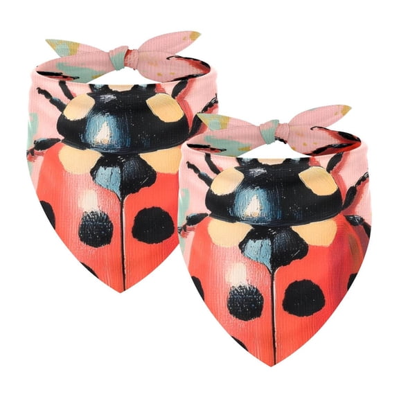 PhooArto Cartoon Ladybug Print Dog Bandanas, 2 Pack Soft Washable Pet Scarf Triangle for Large Dogs Puppies and Cats