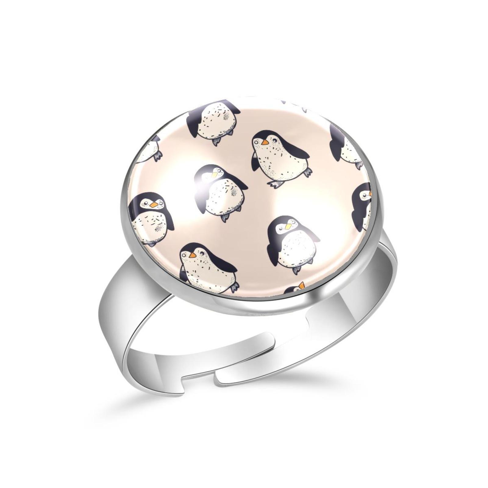 PhooArto Cartoon Penguin Pattern Stainless Steel Rings for Women, Open ...